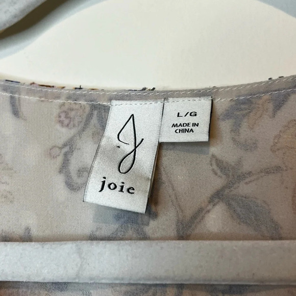 JOIE Boho Floral Faux Wrap Clip Dot Flowy Cropped Elastic Blouse Top - Picture 5 of 12